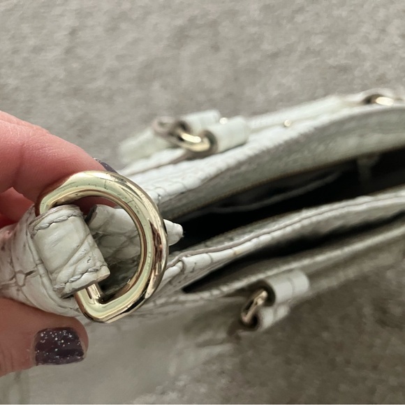 Brahmin Melbourne Ivory White Crocodile Embossed Handbag Satchel - Picture 6 of 8